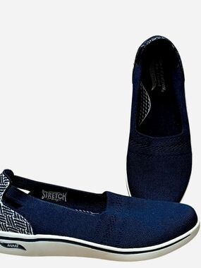Skechers Navy Stretch Arch Fit Slip Ons